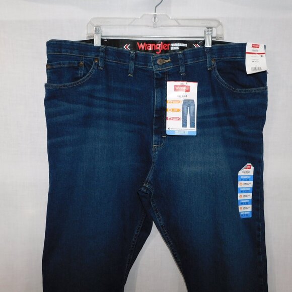 Wrangler Mens 44 x 32 Five Star Performance Flex Straight Fit Dark Wash Jeans - Picture 2 of 10